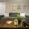 close of a coffee table with a couch in the background